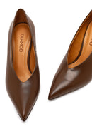 Women's Brown Thin Heeled Leather Stiletto | Derimod Women's Brown Thin Heeled Leather Stiletto | Derimod