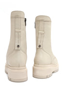 Woman Beige Zippered Thick Sole Leather Postal Boots | Derimod Woman Beige Zippered Thick Sole Leather Postal Boots | Derimod