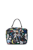 Women's Black Long Strap Patterned Fabric Handbag | Derimod Women's Black Long Strap Patterned Fabric Handbag | Derimod