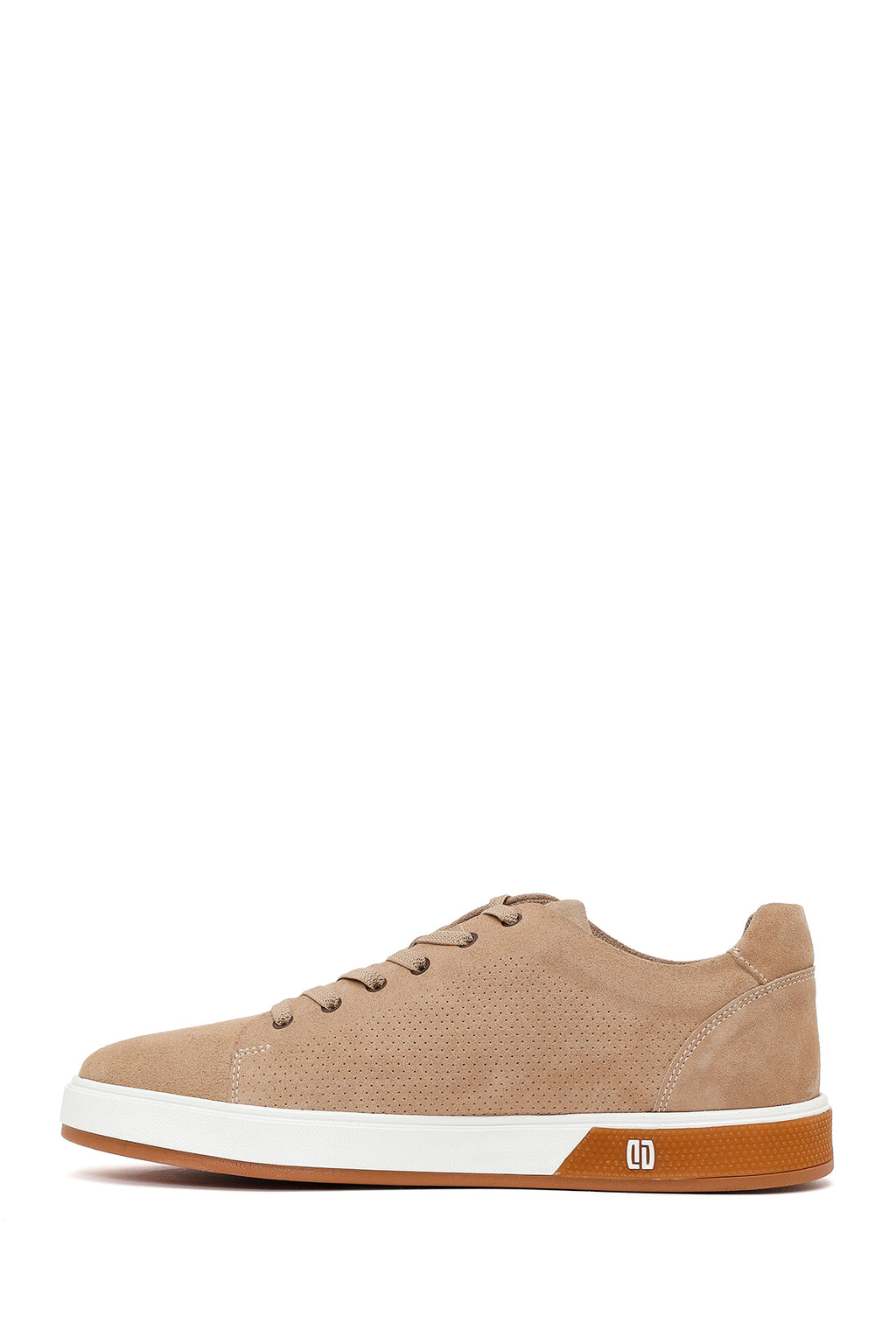 Erkek Bej Bağcıklı Süet Deri Sneaker