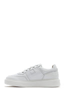 Men's White Lace-up Leather Sneaker | Derimod Men's White Lace-up Leather Sneaker | Derimod