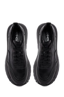 Men's Black Lace-Up Thick-Soled Leather Sneaker | Derimod Men's Black Lace-Up Thick-Soled Leather Sneaker | Derimod