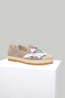Embroidered Beige Women's Espadrille | Derimod Embroidered Beige Women's Espadrille | Derimod