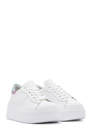 Women's White Lace-up Thick-Sole Leather Sneaker | Derimod Women's White Lace-up Thick-Sole Leather Sneaker | Derimod