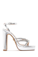 Women's Silver Stone High Heel Sandals | Derimod Women's Silver Stone High Heel Sandals | Derimod