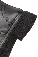 Women's Black Lace-Up Zipper Leather Combat Boots | Derimod Women's Black Lace-Up Zipper Leather Combat Boots | Derimod