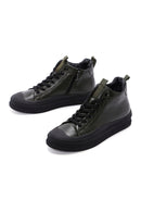 Erkek Haki Deri Bilekli Sneaker | Derimod Erkek Haki Deri Bilekli Sneaker | Derimod