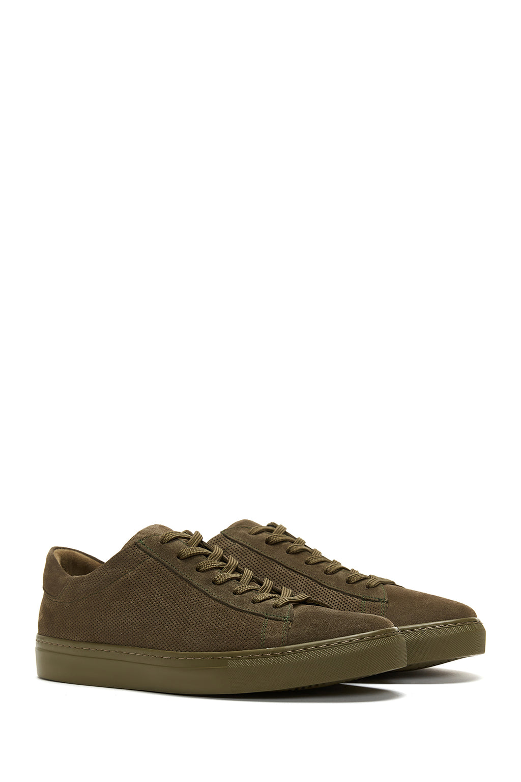 Erkek Haki Deri Süet Sneaker