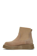 Women's Mink Suede Leather Thick Soled Chelsea Boots | Derimod Women's Mink Suede Leather Thick Soled Chelsea Boots | Derimod