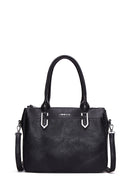 Woman Black Long Strap Printed Shoulder Bag | Derimod Woman Black Long Strap Printed Shoulder Bag | Derimod