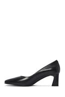 Women's Black Thick Low Heel Leather Stiletto | Derimod Women's Black Thick Low Heel Leather Stiletto | Derimod