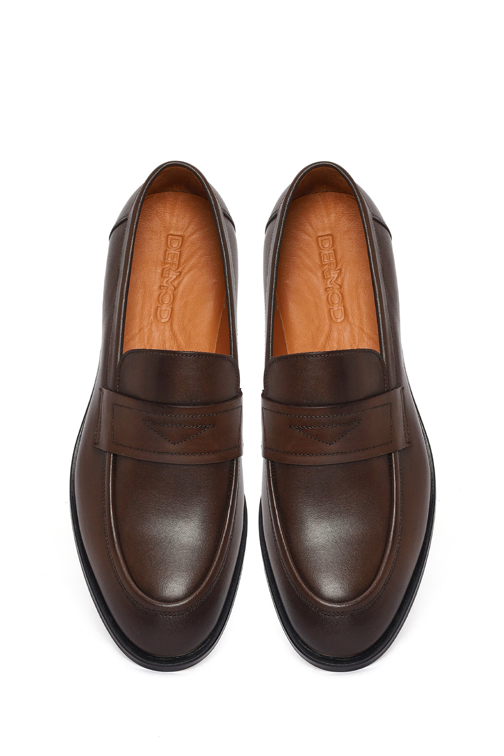 Erkek Kahverengi Deri Klasik Loafer