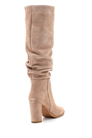 Women's Leather Suede Casual Heeled Boots | Derimod Women's Leather Suede Casual Heeled Boots | Derimod