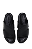 Men's Black Leather Slippers | Derimod Men's Black Leather Slippers | Derimod