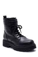 Women's Black Leather Zippered Boots | Derimod Women's Black Leather Zippered Boots | Derimod