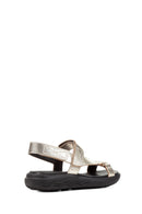 Geox Women's Gold Spherica Ec5w Leather Sandals | Derimod Geox Women's Gold Spherica Ec5w Leather Sandals | Derimod