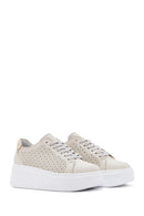 Women's Beige Thick Sole Lace Up Leather Sneaker | Derimod Women's Beige Thick Sole Lace Up Leather Sneaker | Derimod