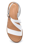 Women's White Leather Bodrum Sandals | Derimod Women's White Leather Bodrum Sandals | Derimod