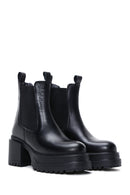 Women's Black Leather Heeled Chelsea Boots | Derimod Women's Black Leather Heeled Chelsea Boots | Derimod