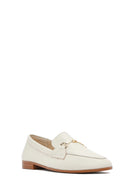 Women's Cream Leather Masculine Loafer | Derimod Women's Cream Leather Masculine Loafer | Derimod