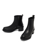Women's Black Zippered Leather Boots | Derimod Women's Black Zippered Leather Boots | Derimod