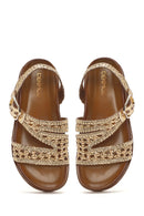Women's Gold Strapped Leather Sandals | Derimod Women's Gold Strapped Leather Sandals | Derimod