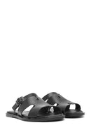 Women's Black Buckle Leather Slippers | Derimod Women's Black Buckle Leather Slippers | Derimod