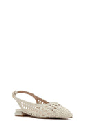 Women's Cream Knitted Open Back Ballerinas | Derimod Women's Cream Knitted Open Back Ballerinas | Derimod