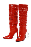 Women's Red Thin Heeled Patent Leather Boots | Derimod Women's Red Thin Heeled Patent Leather Boots | Derimod