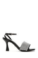 Women's Black Stone Heeled Sandals | Derimod Women's Black Stone Heeled Sandals | Derimod