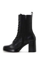 Women's Black Leather Heeled Boots | Derimod Women's Black Leather Heeled Boots | Derimod