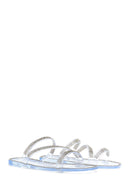 Women's White Jelly Transparent Stone Flat Slippers | Derimod Women's White Jelly Transparent Stone Flat Slippers | Derimod