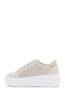 Women's Beige Thick Sole Lace Up Leather Sneaker | Derimod Women's Beige Thick Sole Lace Up Leather Sneaker | Derimod