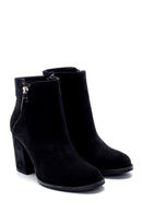 Women's Suede Zipper Detailed Heeled Boots | Derimod Women's Suede Zipper Detailed Heeled Boots | Derimod
