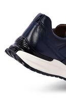 Erkek Lacivert Bağcıklı Kalın Tabanlı Deri Casual Sneaker | Derimod Erkek Lacivert Bağcıklı Kalın Tabanlı Deri Casual Sneaker | Derimod