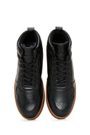 Men's Black Leather High Top Sneaker | Derimod Men's Black Leather High Top Sneaker | Derimod