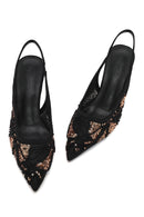 Woman Black Backless Sequin-Patterned Stiletto-Heel Shoes | Derimod Woman Black Backless Sequin-Patterned Stiletto-Heel Shoes | Derimod