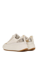 Women's Beige Lace-Up Thick-Sole Knitted Sneakers | Derimod Women's Beige Lace-Up Thick-Sole Knitted Sneakers | Derimod