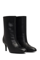 Women's Black Thin Heeled Leather Boot | Derimod Women's Black Thin Heeled Leather Boot | Derimod