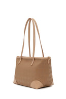 Woman Beige Long-Strap Printed Shoulder Bag | Derimod Woman Beige Long-Strap Printed Shoulder Bag | Derimod