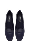 Derimod Flex Women Navy Blue Thick Heeled Leather Shoes | Derimod Derimod Flex Women Navy Blue Thick Heeled Leather Shoes | Derimod