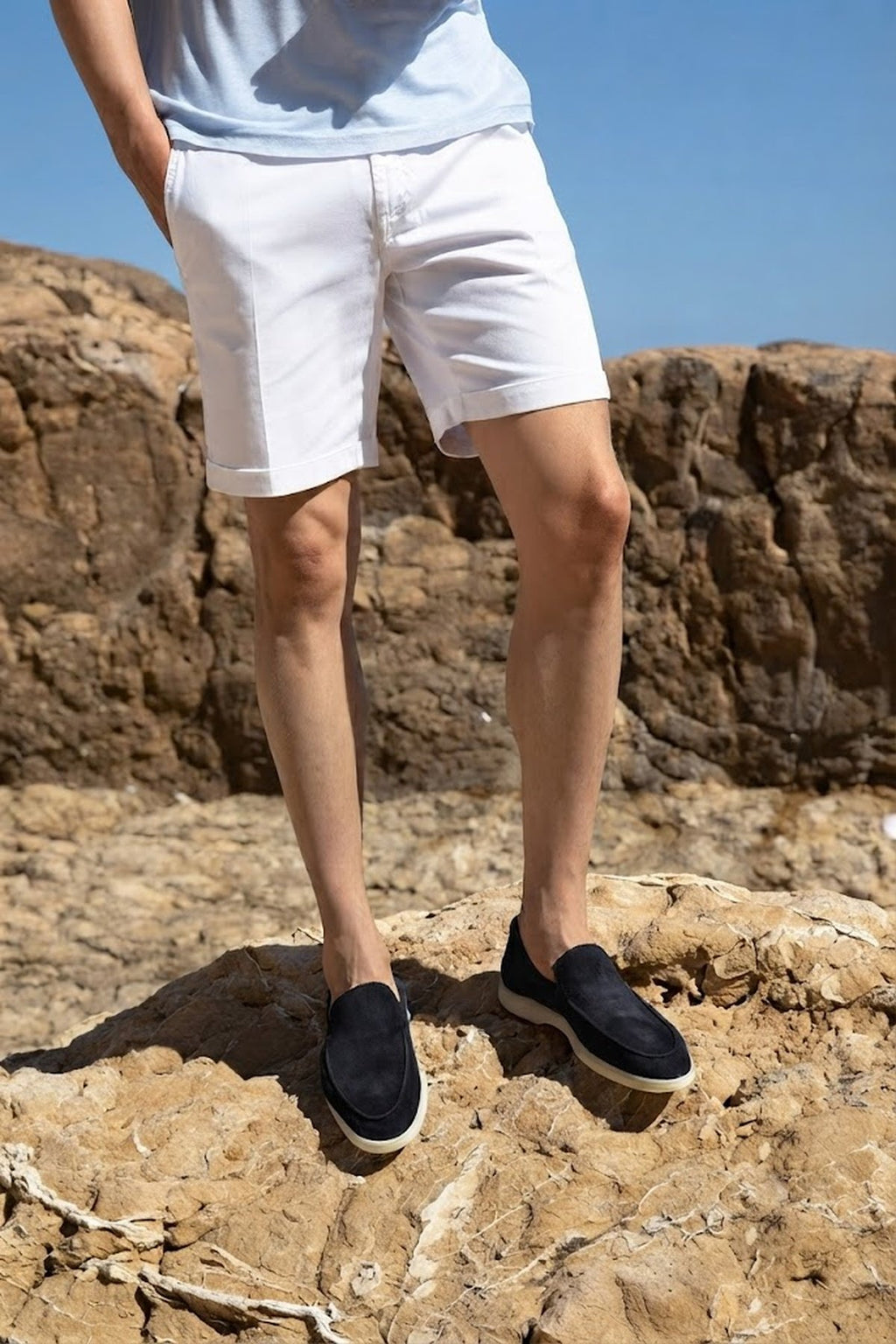 Erkek Lacivert Süet Deri Loafer