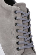 Men's Gray Lace-Up Suede Leather Sneaker | Derimod Men's Gray Lace-Up Suede Leather Sneaker | Derimod