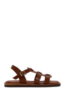 Kadın Kahverengi Bilekten Bantlı Deri Comfort Sandalet | Derimod Kadın Kahverengi Bilekten Bantlı Deri Comfort Sandalet | Derimod