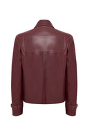 Paloma Kadın Bordo Kısa Oversize Biker Deri Ceket | Derimod Paloma Kadın Bordo Kısa Oversize Biker Deri Ceket | Derimod