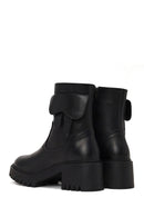 Woman Black Zip Closure Chunky-heeled Leather Boots | Derimod Woman Black Zip Closure Chunky-heeled Leather Boots | Derimod