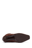 Woman Brown Zip Closure Thin-Heeled Suede Boots | Derimod Woman Brown Zip Closure Thin-Heeled Suede Boots | Derimod
