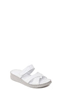 Woman White Wedge-Heel Leather Slipper | Derimod Woman White Wedge-Heel Leather Slipper | Derimod