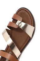 Women's Gold Buckle Metallic Leather Bodrum Sandals | Derimod Women's Gold Buckle Metallic Leather Bodrum Sandals | Derimod