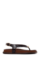 Woman Brown Leather Flip-Flop Sandal | Derimod Woman Brown Leather Flip-Flop Sandal | Derimod